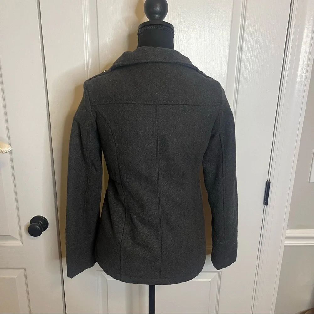 London Fog Girls Pea Coat Gray 14/16 Dress Button-up Double Breasted Warm